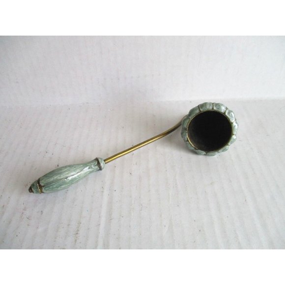 *Elegant Candle Snuffer Brass Handle Sea Green Enamel with Rhinestone Ac… - Picture 4 of 5